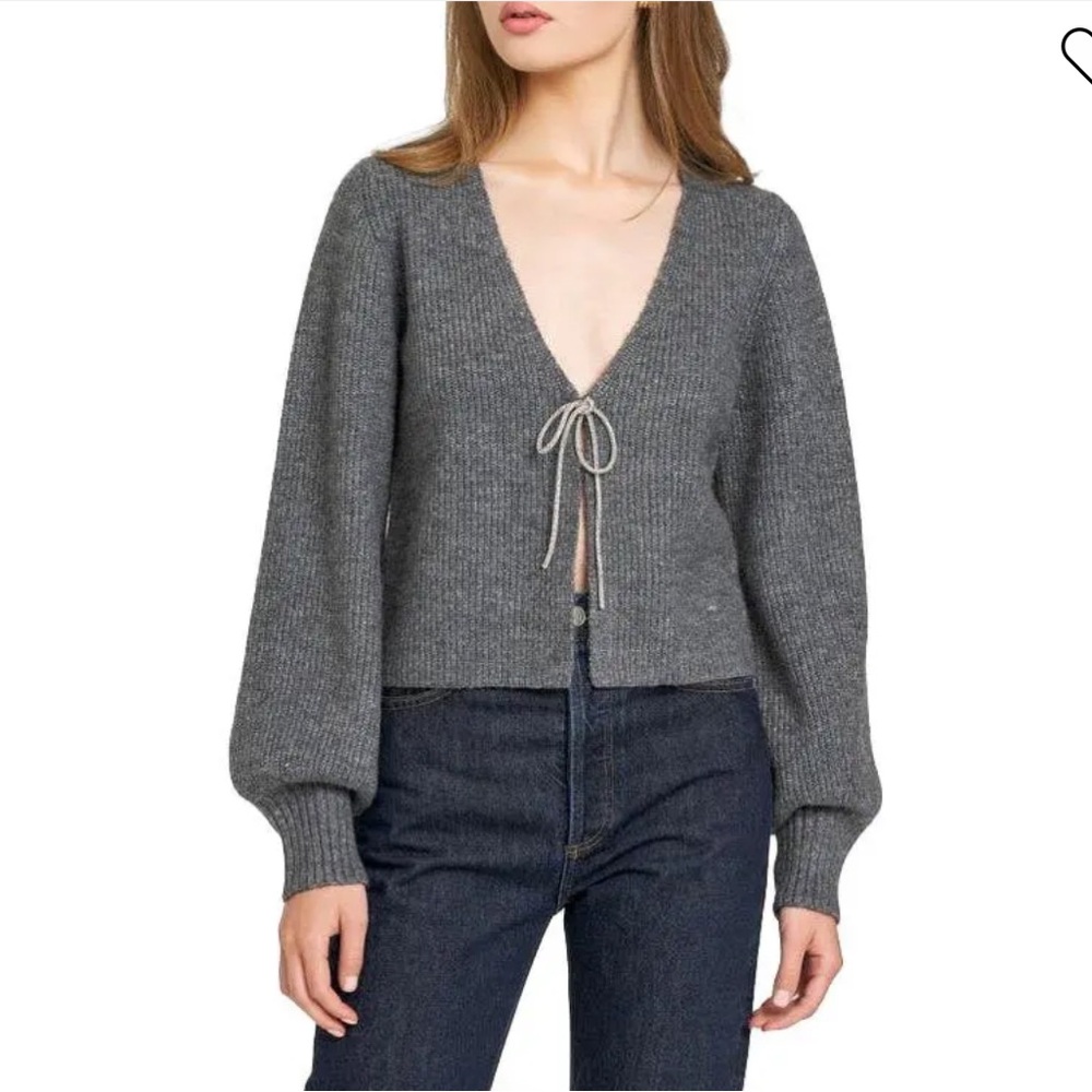 🩷Firm Price🩷WAYF Lila Crystal Tie Cardigan - Dark Heather